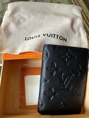 AUTHENTIC ~ Louis Vuitton Pocket Organizer – Monogram Shadow Black Leather